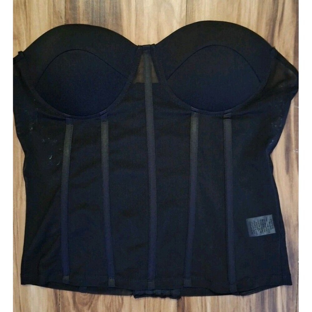 Mesh Corset Top Large Black Sweetheart Neckline Sheer Padded Boning Top Chic